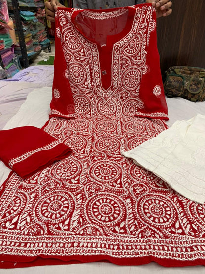 Georgette Kurta With Pant And Dupatta