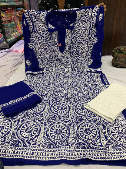 Georgette Kurta With Pant And Dupatta