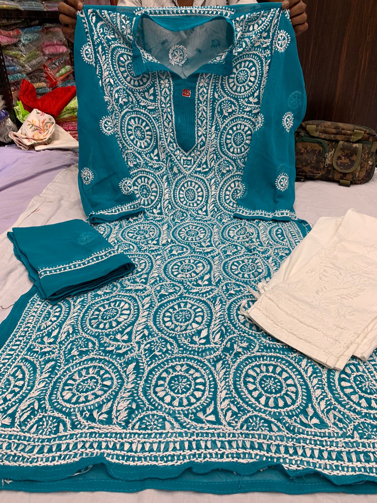 Georgette Kurta With Pant And Dupatta