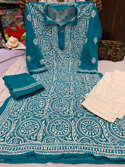 Georgette Kurta With Pant And Dupatta