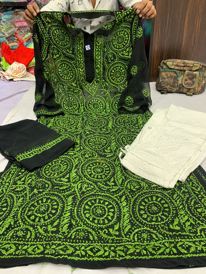 Georgette Kurta With Pant And Dupatta