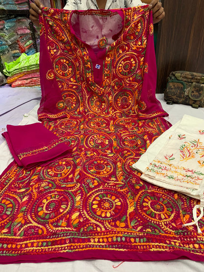 Georgette Kurta With Pant And Dupatta