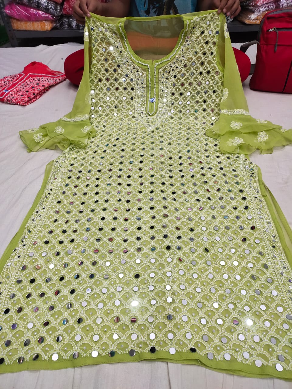 Moti Mirror Work Kurta