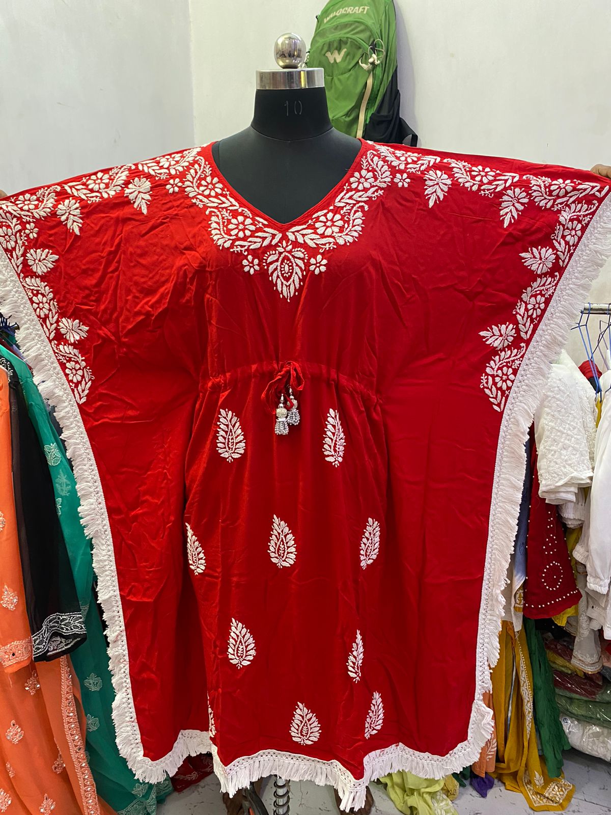 Red Rayon Kaftan