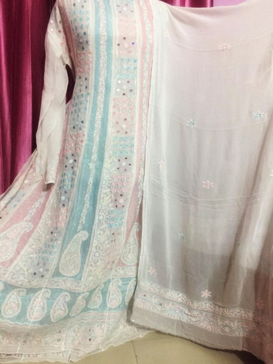 Fancy Anarkali Dupatta Set With Shalwar