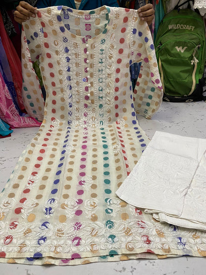 Chanderi Kurti With Cotton Pants