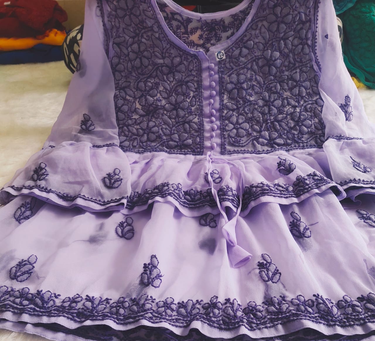 Stylish Lace Embroidered A-Line Flower Girl Dress with Bowknot Design