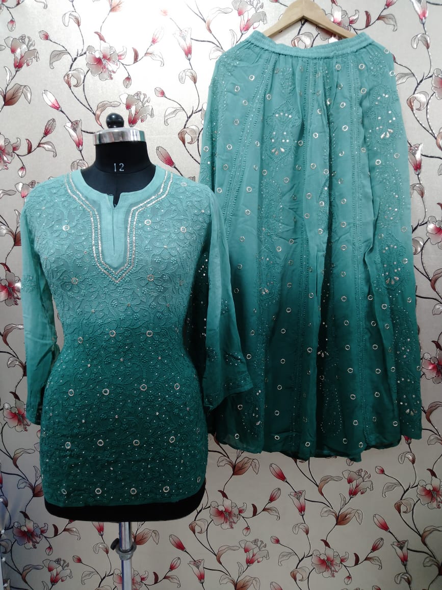 Buy Fuchsia Organza And Brocade Embroidery Aari Short Kurti Sharara Set For  Women by Tarun Tahiliani Online at Aza Fashions.