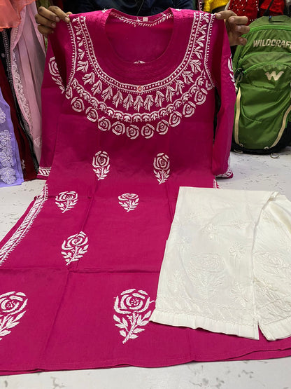 Cotton Rose Kurti 2pc Set