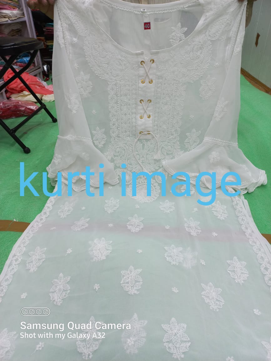 Georgette Kurti With Sharara And Dupatta