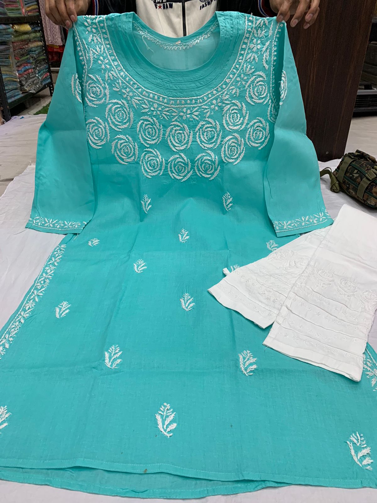 Round Neck Cotton Kurti 2pc Set