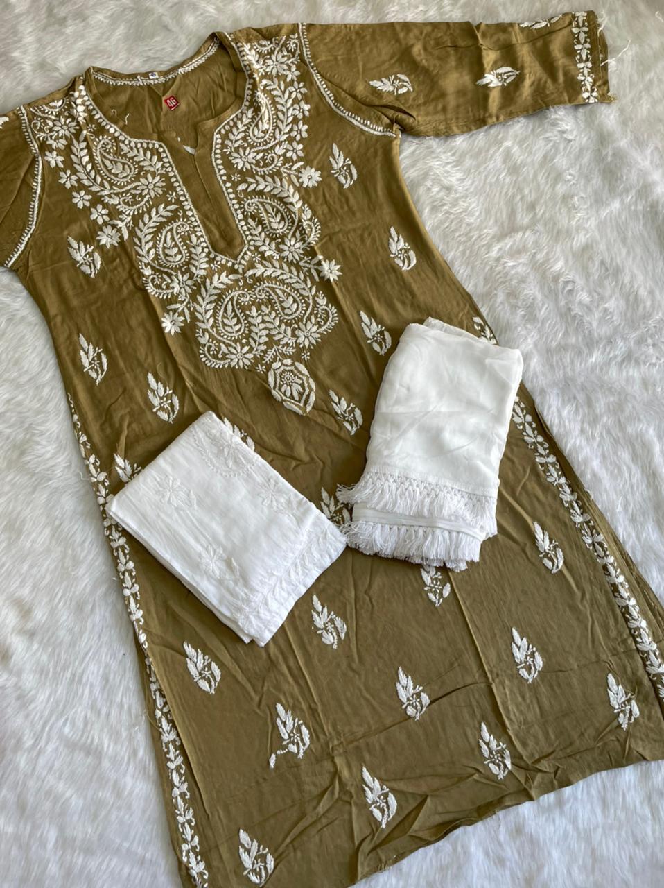 Rayon Kurti With Palazzo And Dupatta