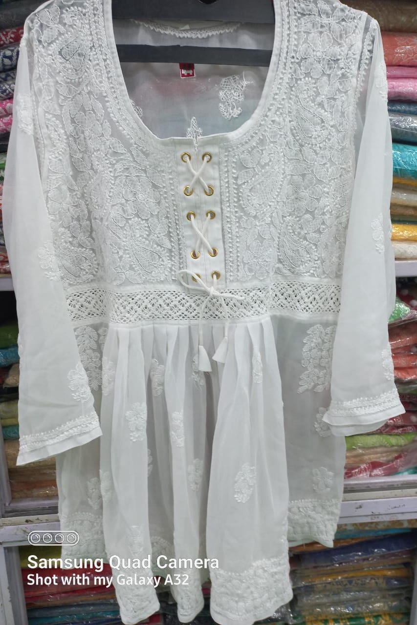 MINC Petite Fiery Spring Girls Short Dress in Printed Cotton Corduroy
