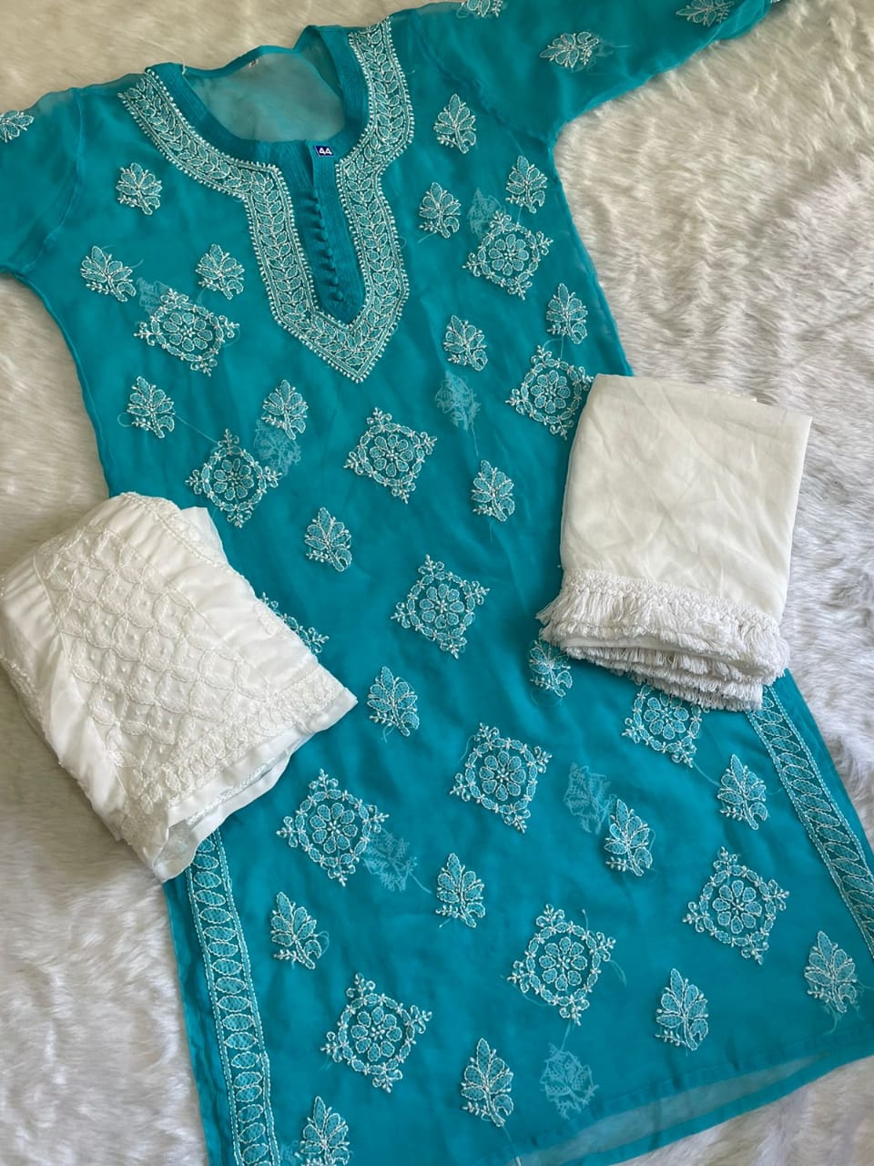 Circle Jaal Kurti With Sharara And Dupatta