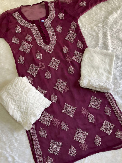 Circle Jaal Kurti With Sharara And Dupatta