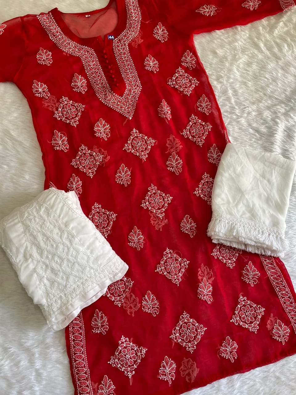 Circle Jaal Kurti With Sharara And Dupatta