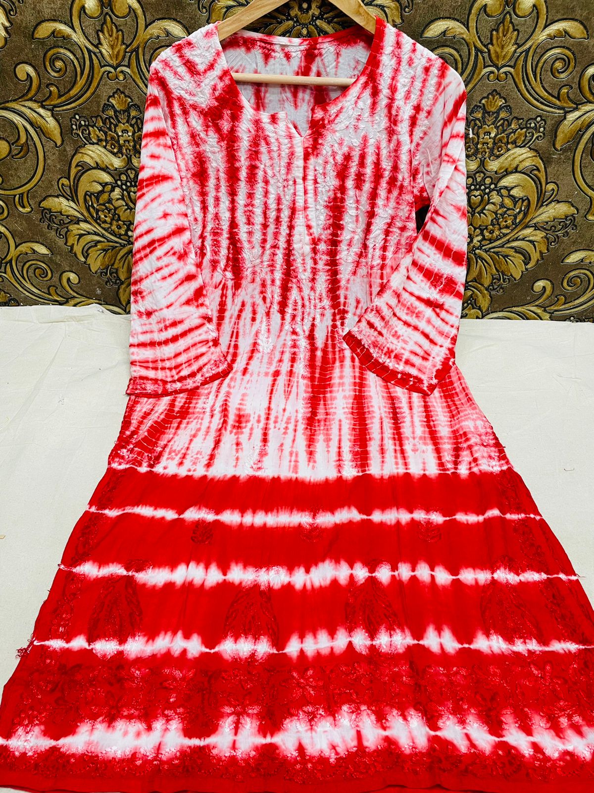 Printed Tie Dye Kurtis Fabrics at Rs 90/meter in Jaipur | ID: 17550170348