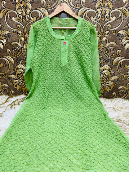 Georgette Chaupatta Jaal Kurti