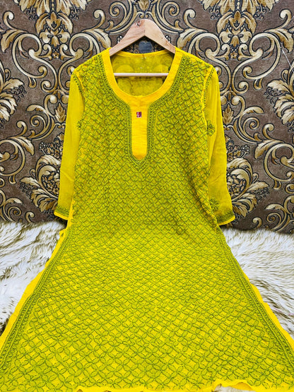 Georgette Chaupatta Jaal Kurti