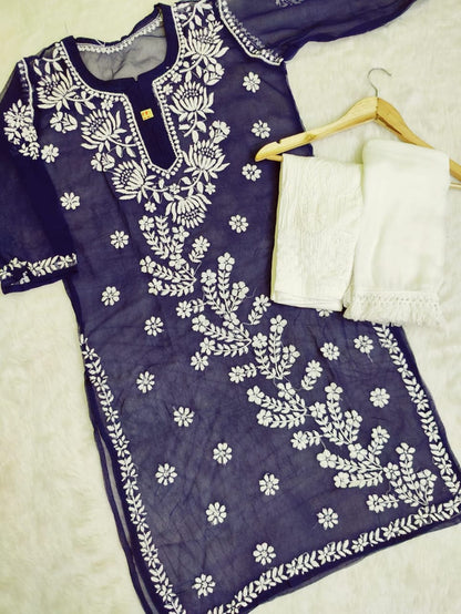 Georgette Kurti With Pant And Dupatta