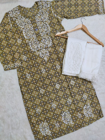 Muslin Kurti With Pant And Dupatta