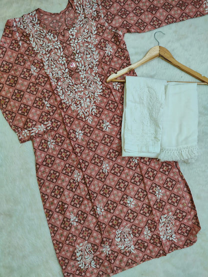 Muslin Kurti With Pant And Dupatta