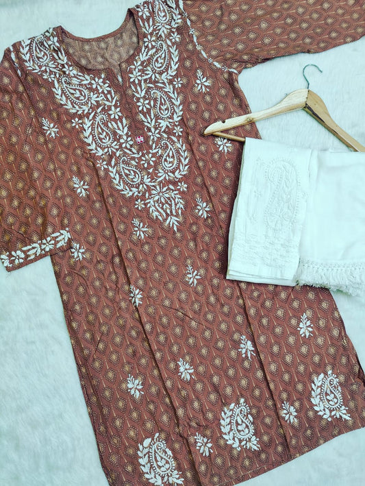 Muslin Kurti With Pant And Dupatta