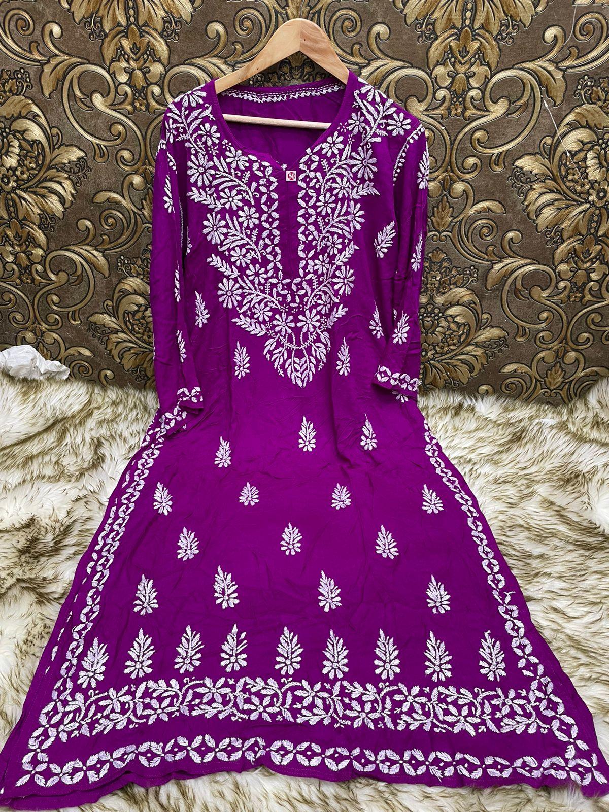 Rayon Heavy Daman Kurti - The Chikan Company