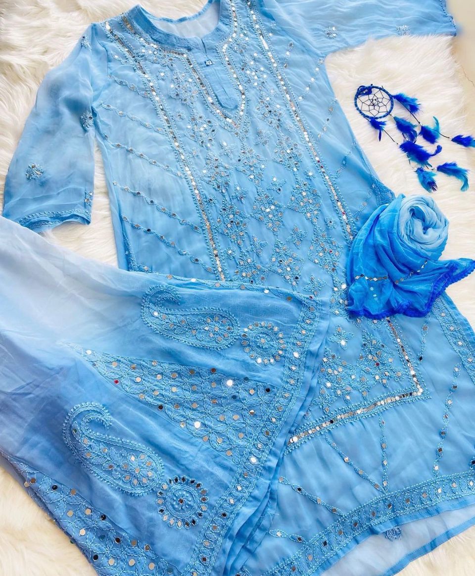 Panel Jaal Kurti With Sharara & Dupatta