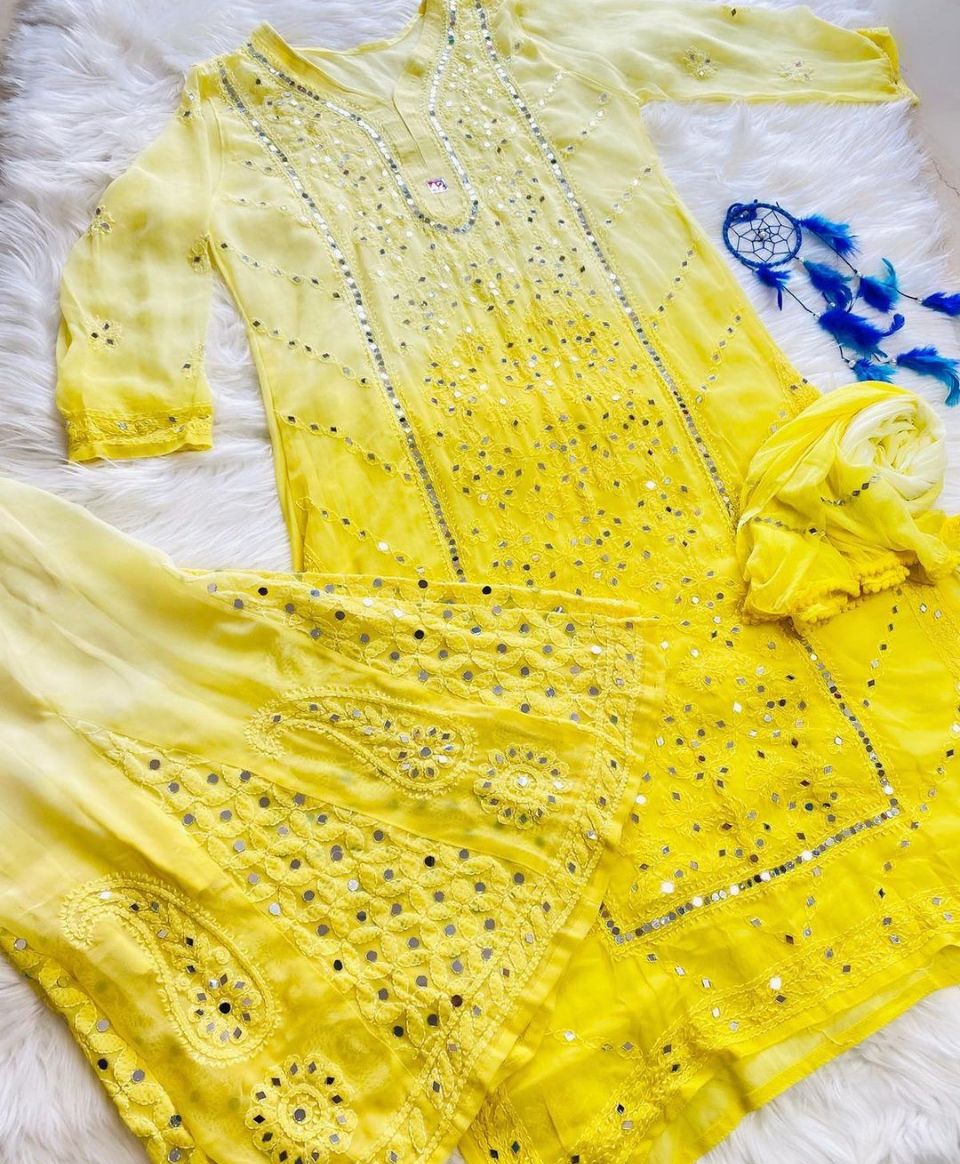 Panel Jaal Kurti With Sharara & Dupatta