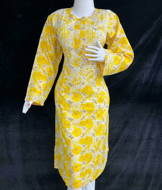 Mul Mul Printed Kurti With Pant