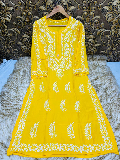 Rayon Heavy Work Kurti