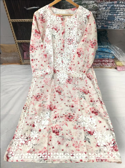 Mul Mul Floral Print Kurti