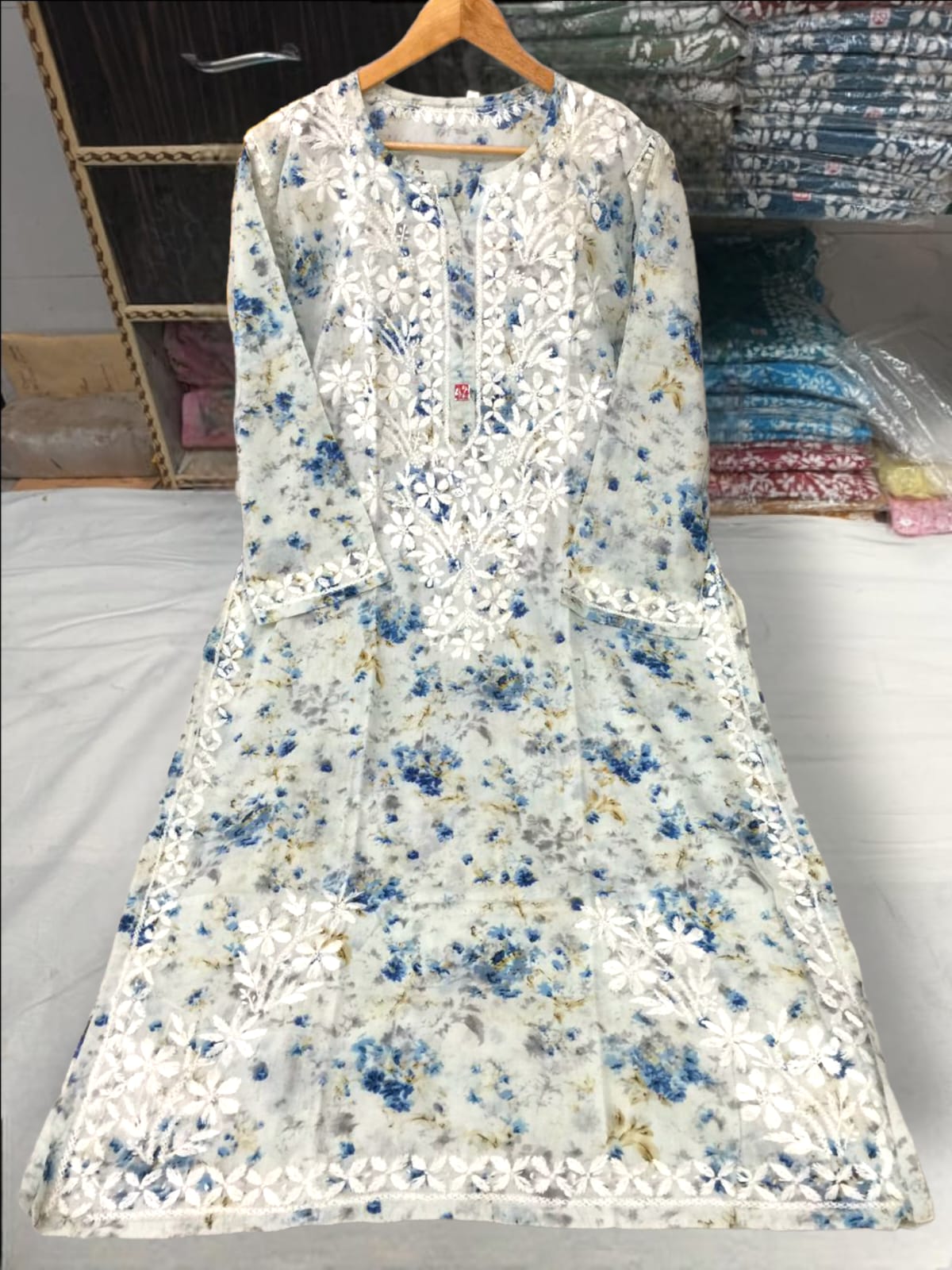 Mul Mul Floral Print Kurti