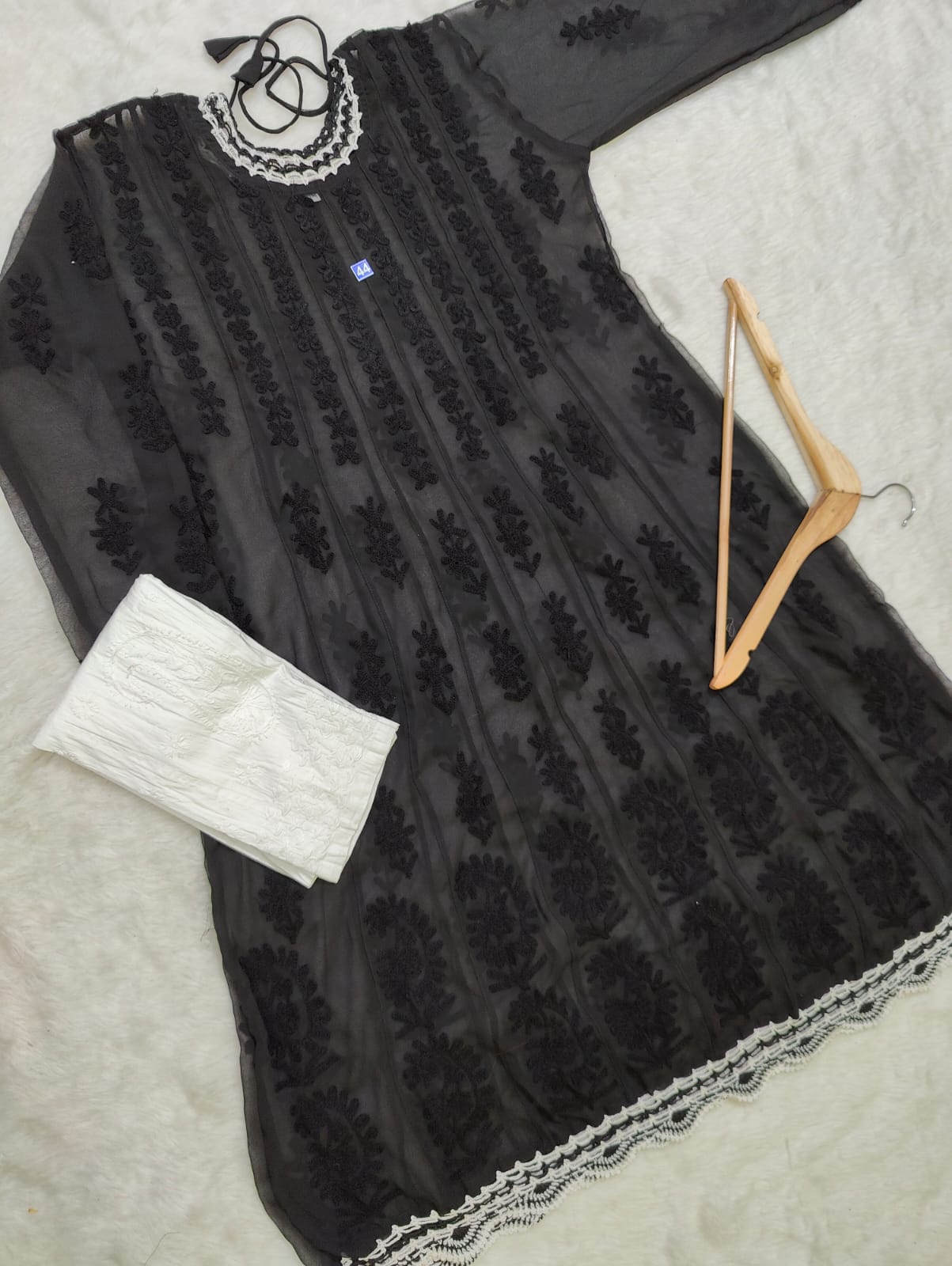 Crochet Daaman Kurti With Pant & Dupatta