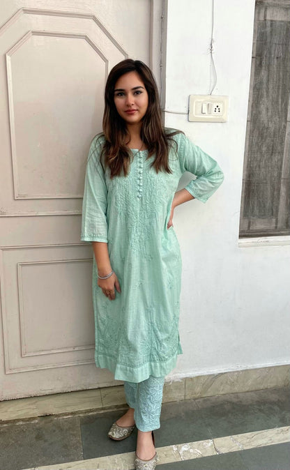 Dobby Dyeable Cotton Kurti With Pant