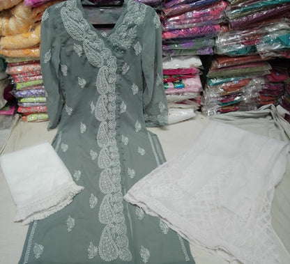 Georgette Angarkha kurti With Sharara & Dupatta