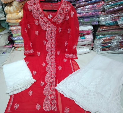 Georgette Angarkha kurti With Sharara & Dupatta