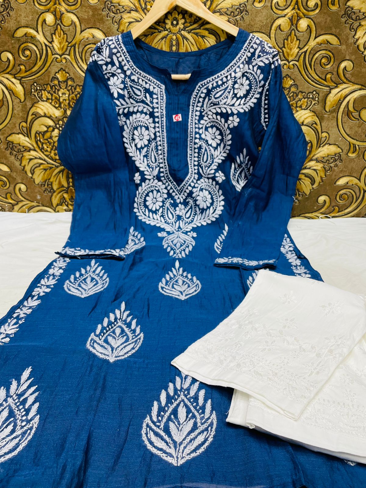 Chanderi kurti with pants set