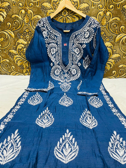 Chanderi kurti with pants set