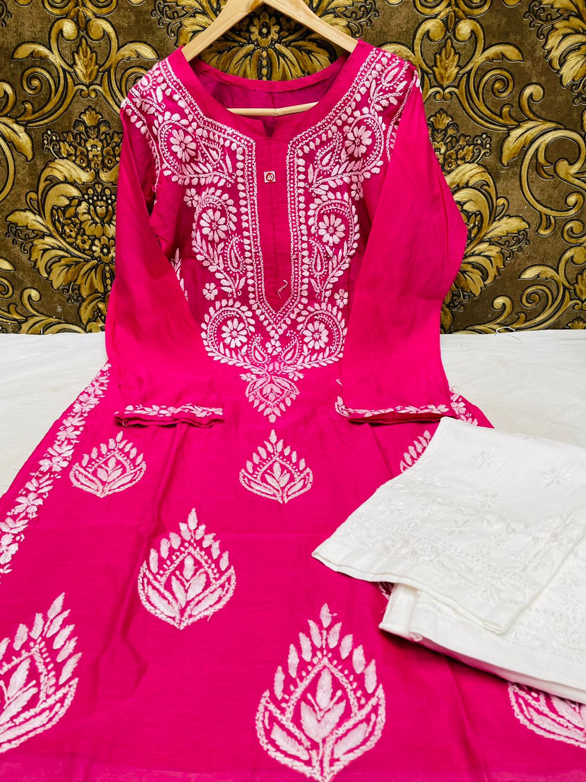 Chanderi kurti with pants set