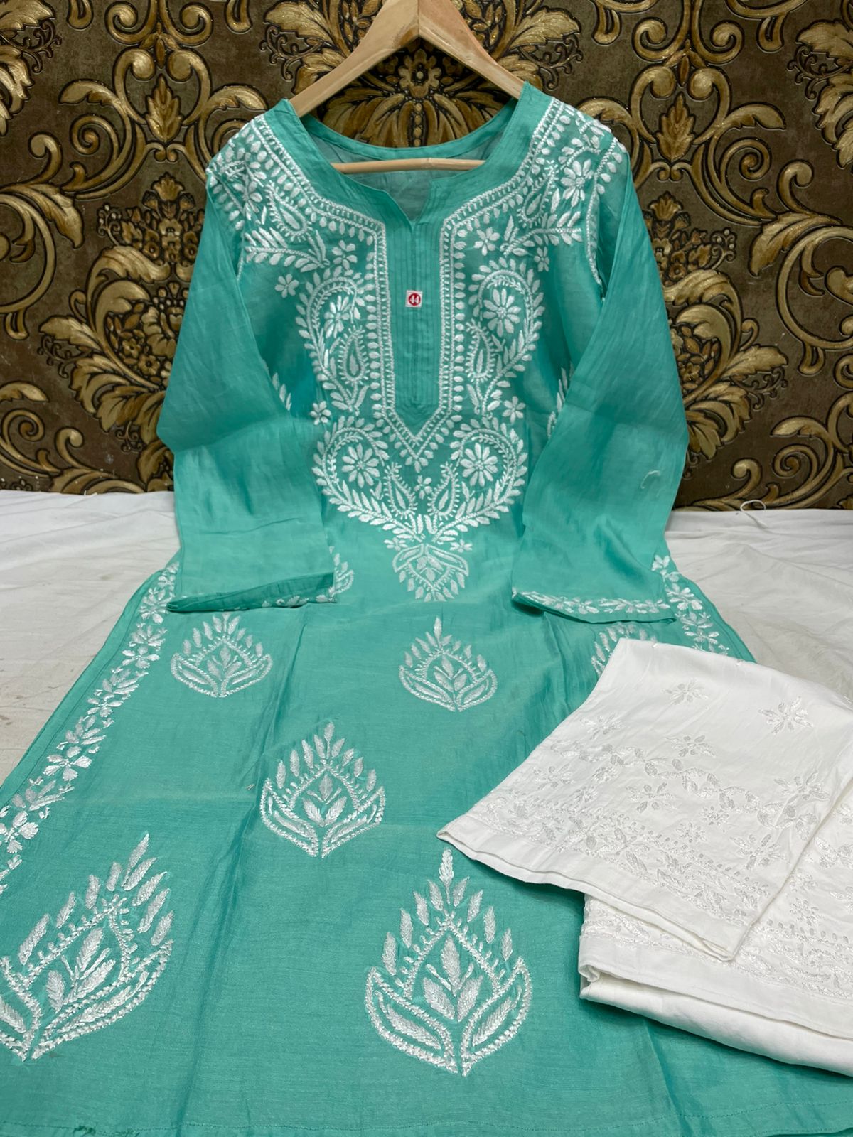 Chanderi kurti with pants set