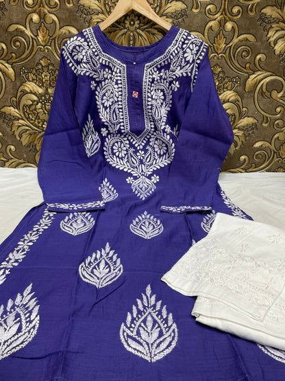 Chanderi kurti with pants set