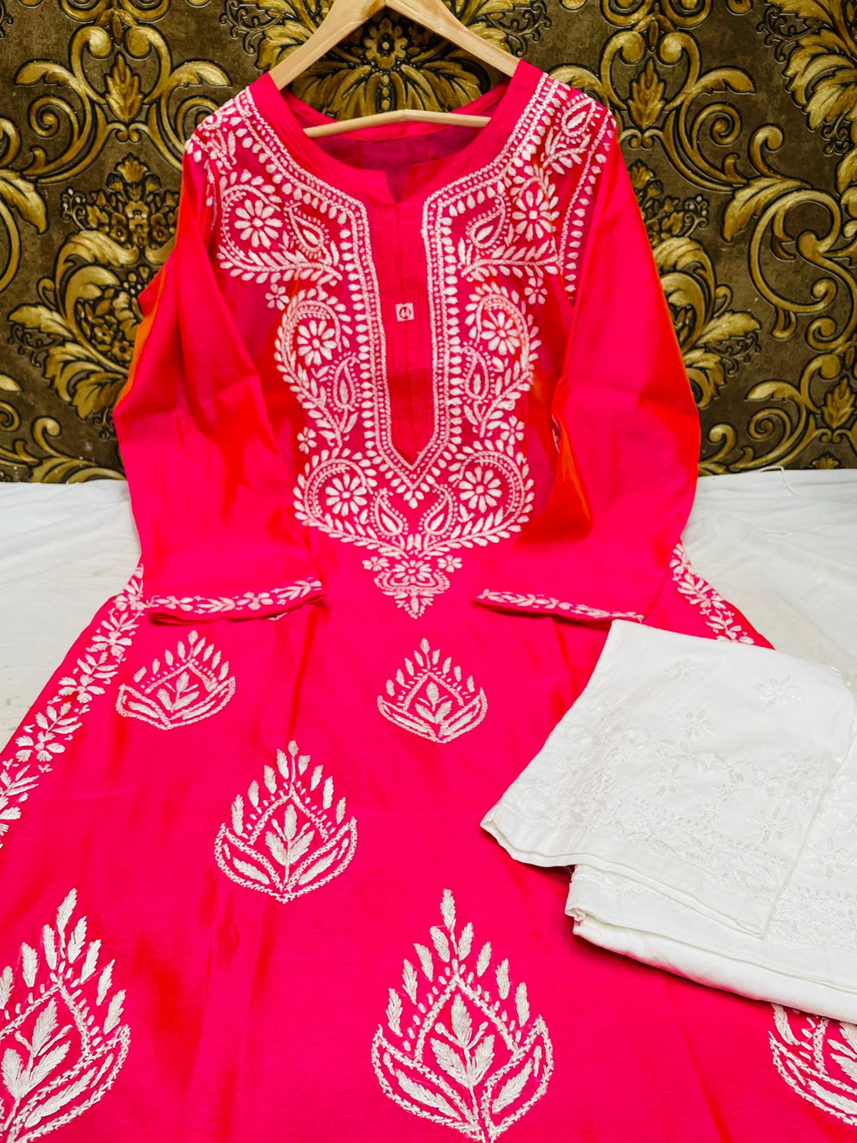 Chanderi kurti with pants set